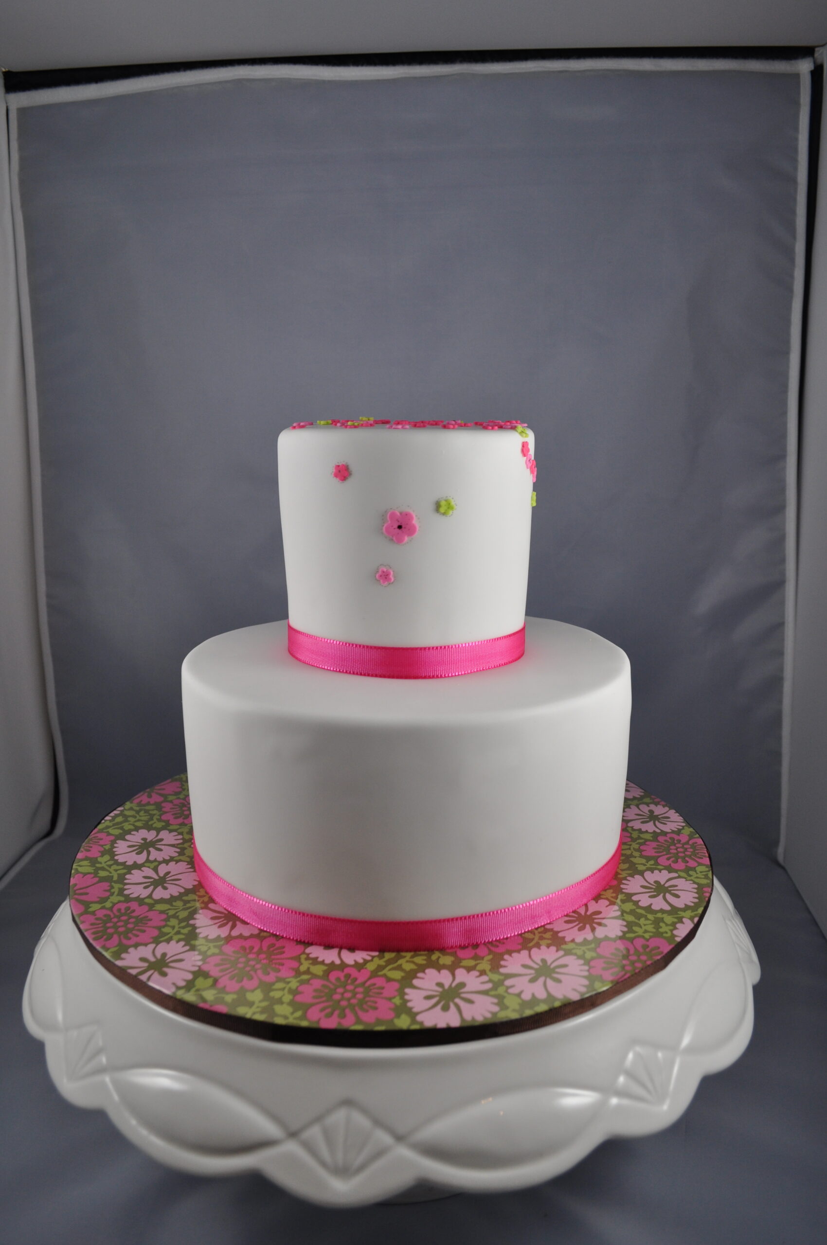 Pink two-tier celebration cake