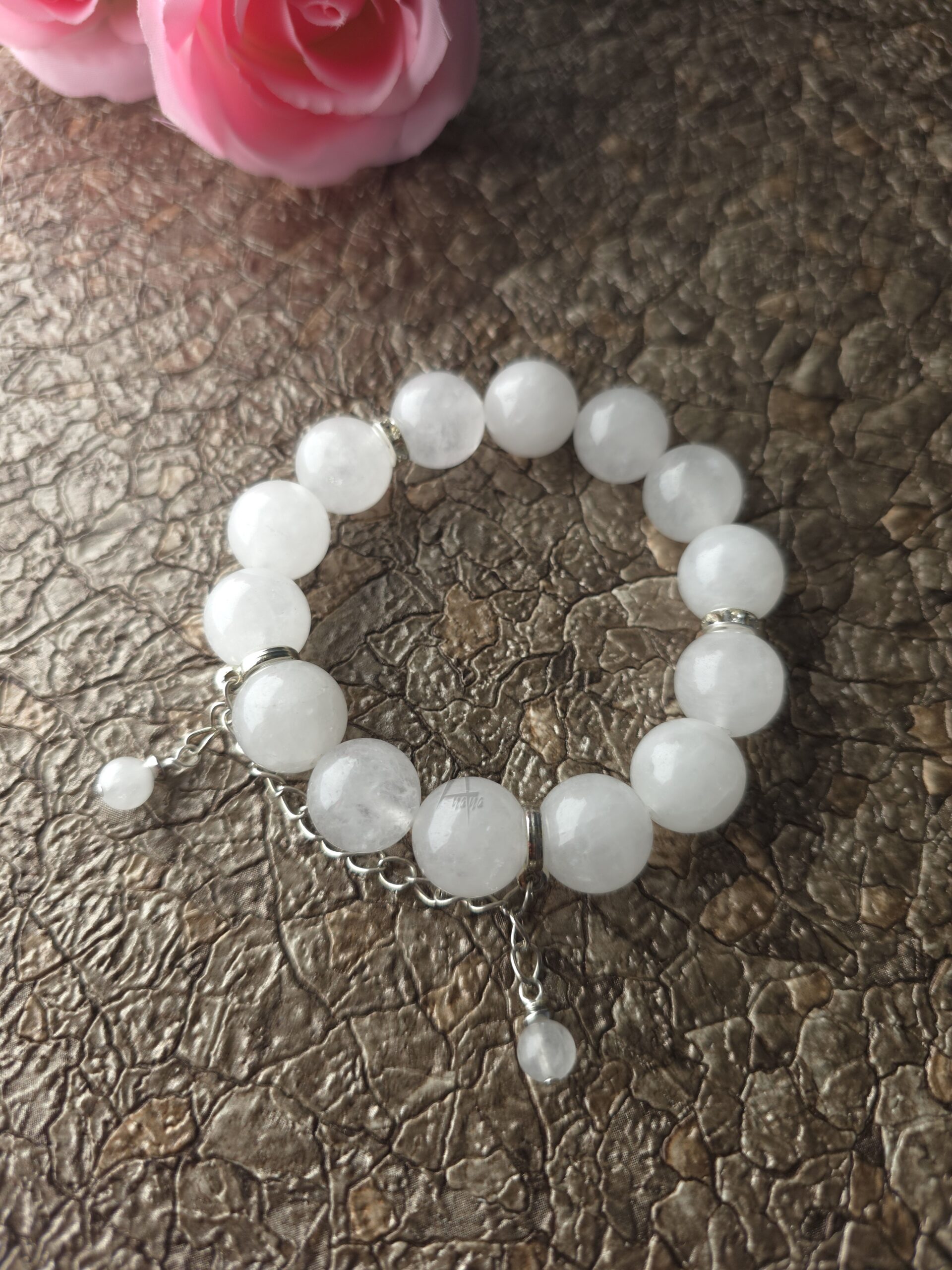 White Jade Charm Bracelet with Chain